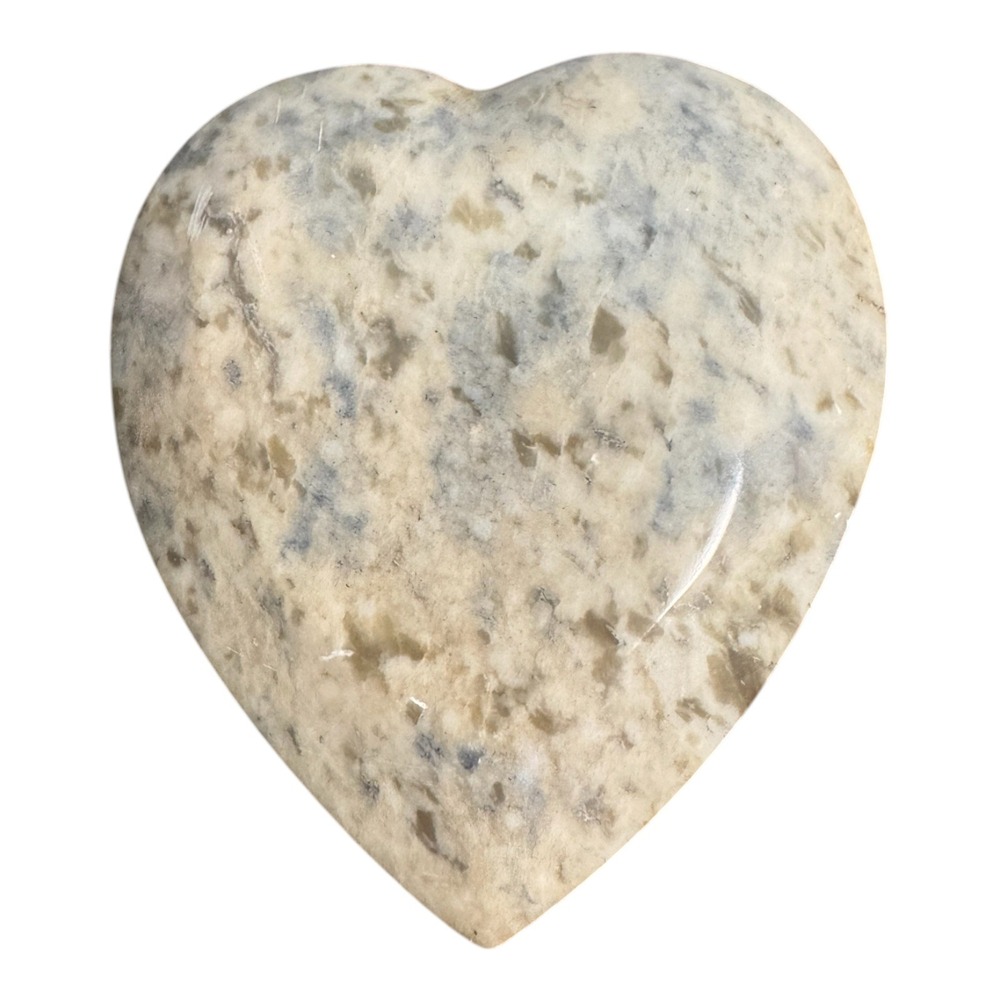 VTG Cream Heart Trinket Box Natural Stone Carved 3x3x1in